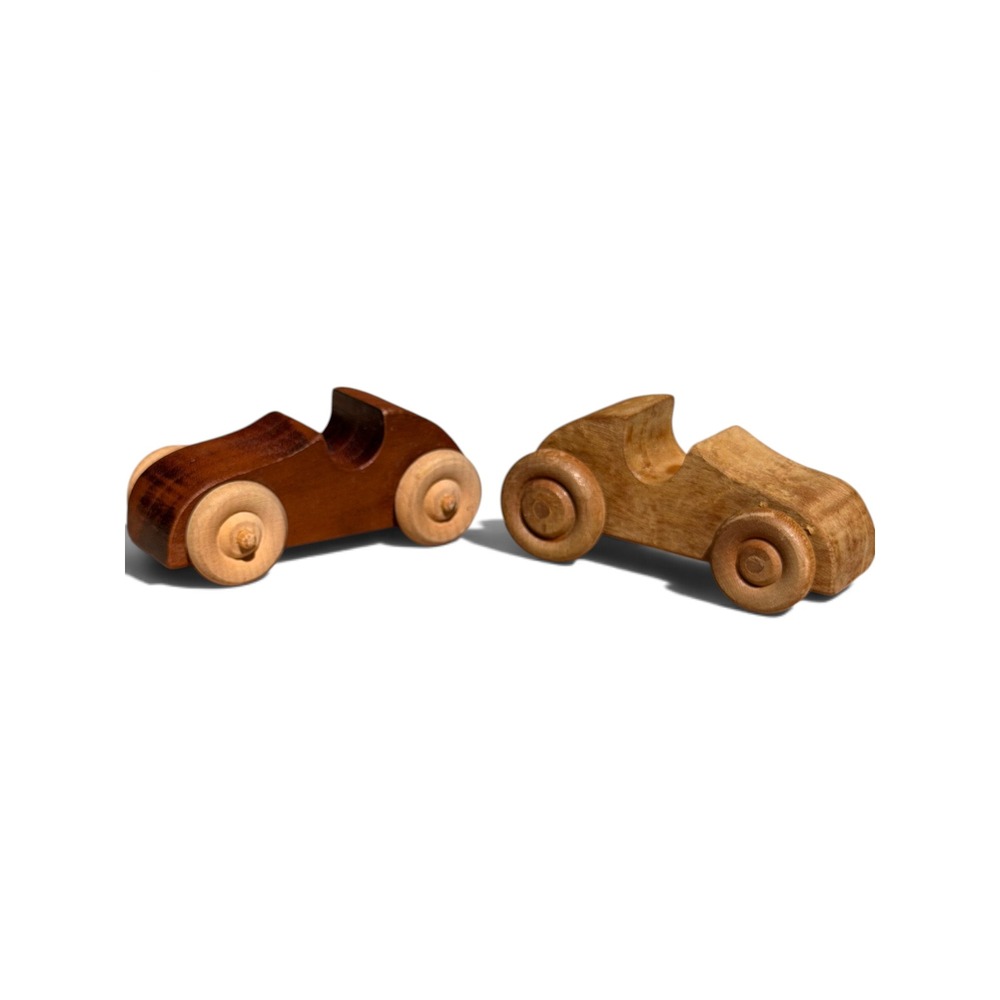 Wooden Toy Cars Set Vintage Style Roadster Brown Tan 2pc